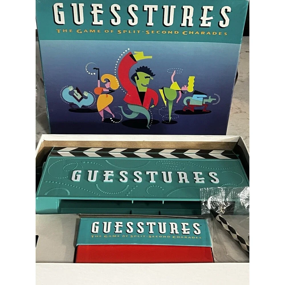 Vintage 1990 Milton Bradley Guesstures Complete Working Board Game Sealed Crayon